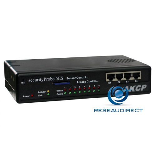 AKCP SEC5ES-DCW SecurityProbe 5ES-DCW Boitier de supervision IP SNMP NAGIOS Ethernet 8 ports RJ45 capteurs intelligents non fournis 40-60VDC
