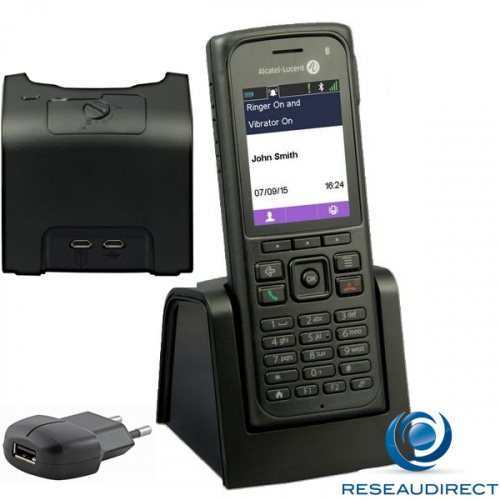 Alcatel-Lucent 8262-CA combiné DECT durci PTI IP65 GAP noir livré avec chargeur double 3BN67346AA + alimentation 3BN67335AA