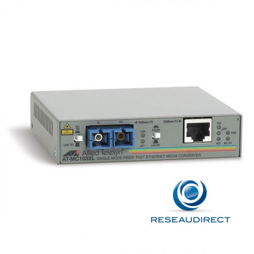 x Allied Telesis AT-MC103XL-20 Convertisseur de média Ethernet 100mbs Rj45 100baseT - Fibre monomode 100BaseFx 2xSC 15Km Obsolète