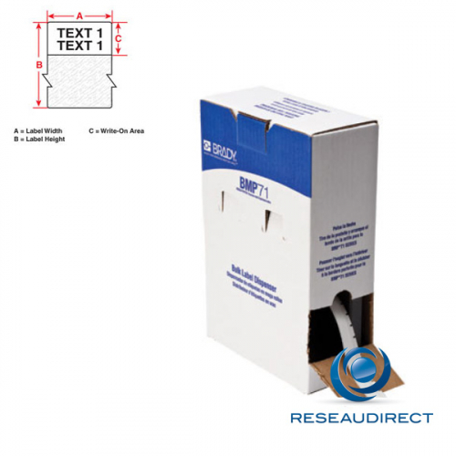 Brady BMP71 B427 BM71-33-427 114878 Boite étiquettes auto-protégées blanches 500 pcs l=38.10 mm H=101.60 mm Noir sur Blanc