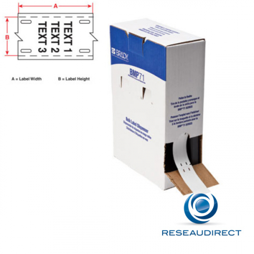 Brady BMP71 B109 BM71-12-109 114867 Boite étiquettes Polyéthylène Tag pré-percé 4 trous 1000 pcs l=19.05 mm H=76.20 mm Blanc