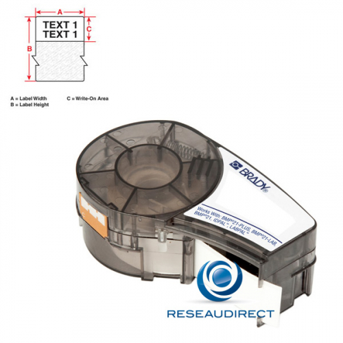Brady BMP21+ B427 M21-1000-427 110928 ruban étiquettes auto-protégées continu l=25.40 mm L=4.26 m écriture noir sur blanc