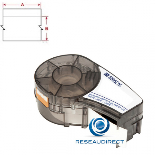 Brady BMP21+ B595 M21-500-595-WT 142807 ruban étiquettes tissu Vinyle résistant continu l=12.70 mm L=6.4 m écriture noir sur blanc