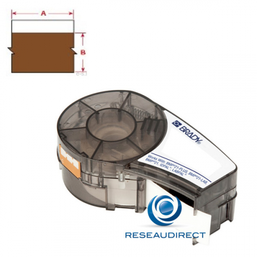Brady BMP21+ B595 M21-750-595-BR 139737 ruban étiquettes tissu Vinyle résistant continu l=19.05 mm L=6.4 m écriture noir sur marron