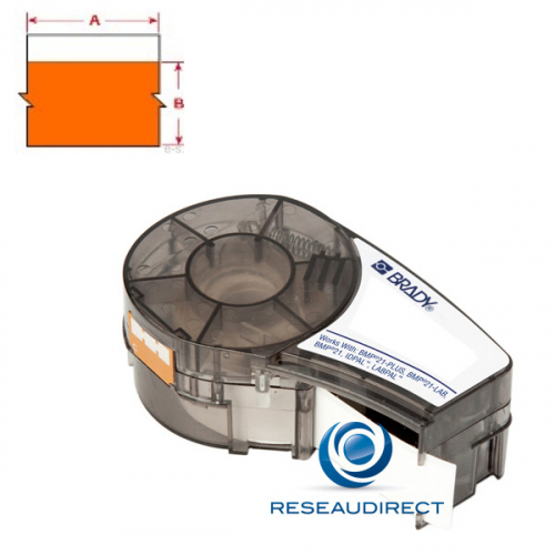 Brady BMP21+ B595 M21-750-595-OR 142804 ruban étiquettes tissu Vinyle résistant continu l=19.05 mm L=6.4 m écriture noir sur orange