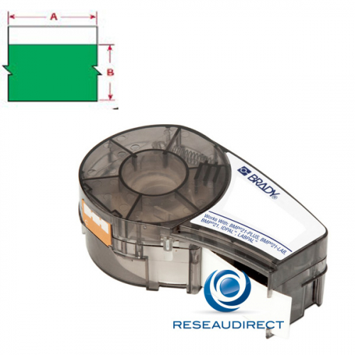 Brady BMP21+ B595 M21-750-595-GN 142808 ruban étiquettes tissu Vinyle résistant continu l=19.05 mm L=6.4 m écriture blanc sur vert