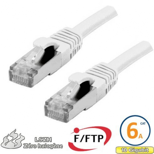 Cordon RJ45 Cat 6a F/FTP Primacy LSZH 5m blanc