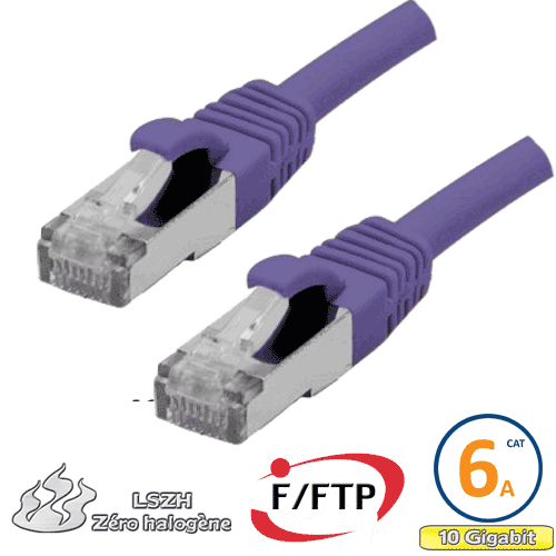 Cordon RJ45 Cat 6a F/FTP Primacy LSZH 0.3m violet