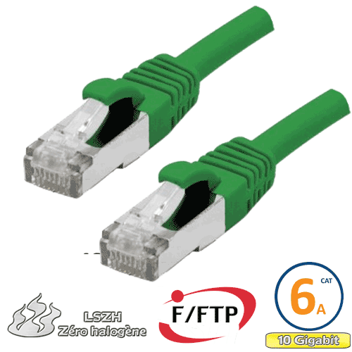 Cordon RJ45 Cat 6a F/FTP Primacy LSZH 0.3m vert