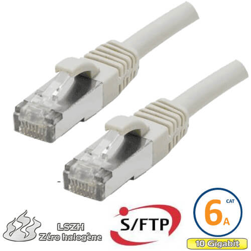 Cordon RJ45 Cat 6a S/FTP Primacy LSZH 0.3m beige