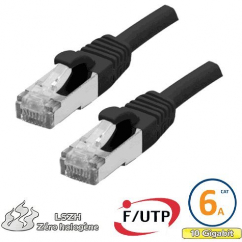 Cordon RJ45 Cat 6a F/UTP Primacy LSZH 1m noir