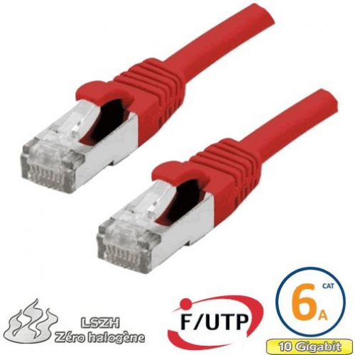 Cordon RJ45 Cat 6a F/UTP Primacy LSZH 0.3m rouge