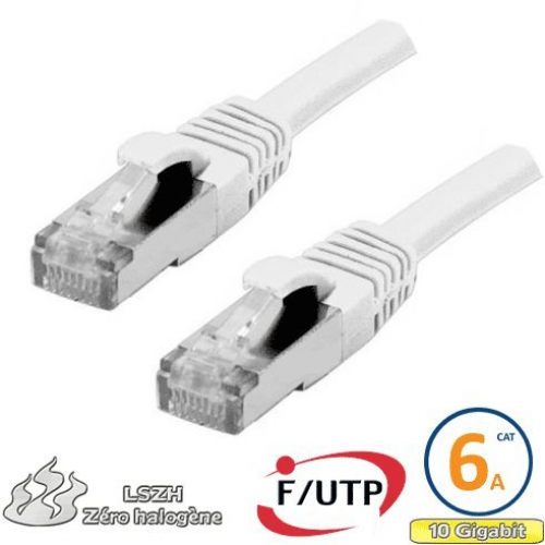 Cordon RJ45 Cat 6a F/UTP Primacy LSZH 0.5m blanc