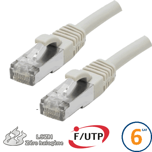 Cordon RJ45 Cat 6 F/UTP Primacy LSZH 0.3m beige