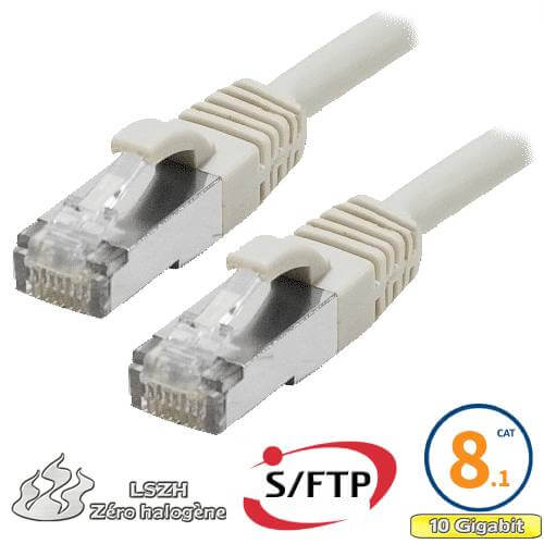 Cordon RJ45 Cat 8.1 S/FTP Primacy LSZH 0.5m beige