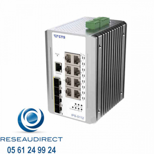 CTS-IPS5112-8BT Commutateur 8 RJ45 POE++ 90W 300W 4 ports SFP+ 1G