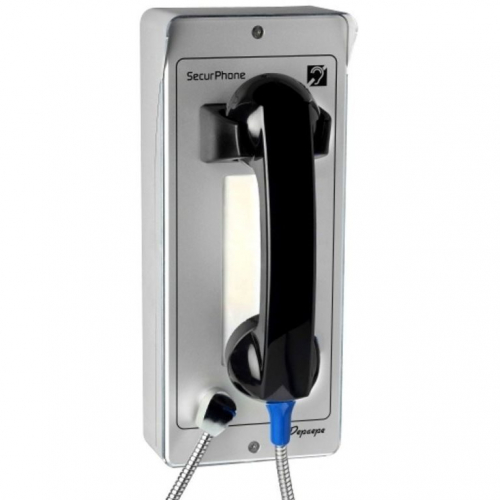 Téléphone d'urgence extérieur analogique aluminium sans clavier RJ11 Depaepe Securphone durci IP65 IK09 sonnerie 100 dB PV000A