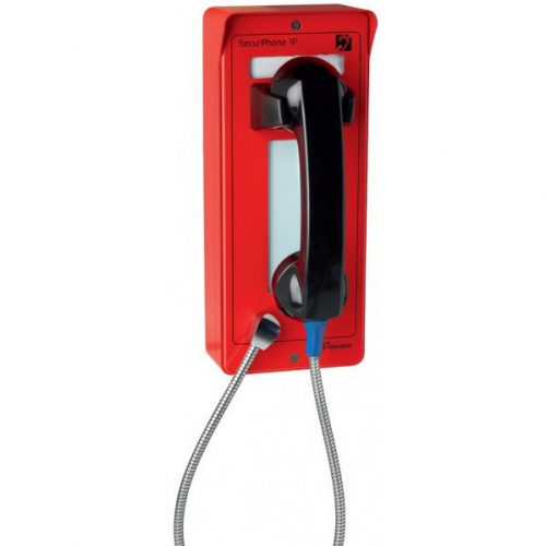  Téléphone d'urgence extérieur analogique rouge sans clavier RJ11 Depaepe Securphone durci IP65 IK09 sonnerie 100 dB PV000R