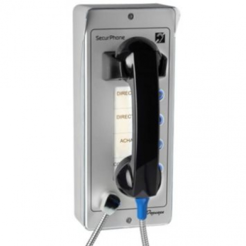 Téléphone d'urgence extérieur analogique RJ11 aluminium 4 boutons mémoire Depaepe Securphone durci IP65 IK09 sonnerie 100 dB PV004A