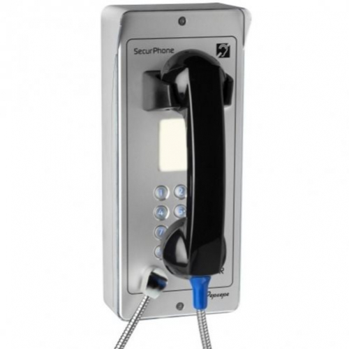 Téléphone d'urgence extérieur analogique aluminium avec clavier RJ11 Depaepe Securphone durci IP65 IK09 sonnerie 100 dB PV200A