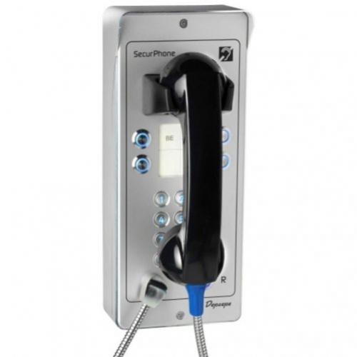 Téléphone d'urgence extérieur analogique RJ11 aluminium 4 boutons mémoire Depaepe Securphone durci IP65 IK09 sonnerie 100 dB PV204A
