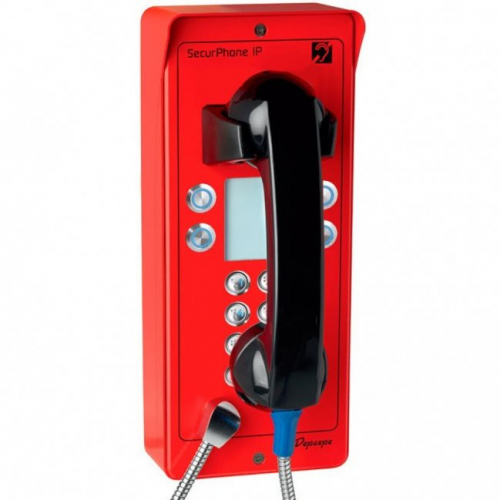 Téléphone d'urgence extérieur analogique RJ11 rouge 4 boutons mémoire Depaepe Securphone durci IP65 IK09 sonnerie 100 dB PV204R
