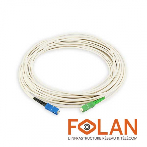 Folan FLN501017105N FTTH jarretière optique standard Mono-fibre 9/125 OS2 Blanche G657a SC/APC- SC/UPC Lg=05m