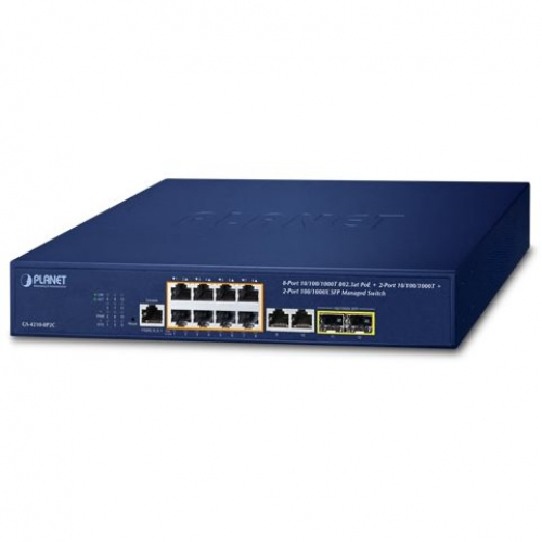 Planet GS-4210-8P2C Switch POE Budget 120 Watts 19 pouces 8 ports Ethernet 1Gbps 2 interfaces combos RJ45 1G 2 SFP 1G manageable L2 L4