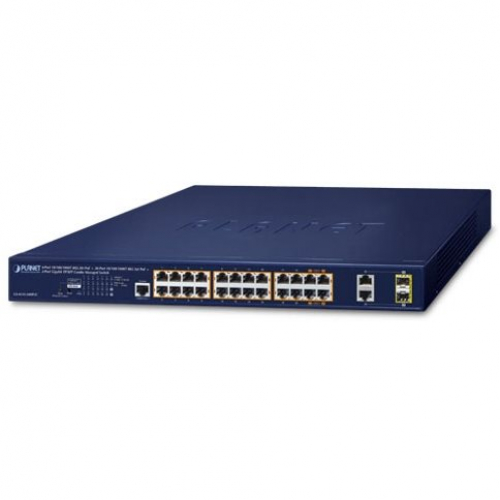 Planet GS-4210-24HP2C Switch administrable L2 24 ports Gigabit 10/100/1000Mbs POE+ 802.3at/bt budget 515 watts Budget 2 SFP 100/1000X