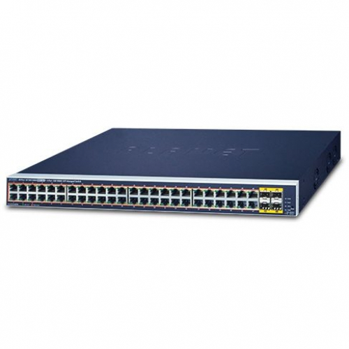 Planet GS-4210-48P4S Switch administrable 44 ports Gigabit 10/100/1000Mbs POE+ 802.3at budget 440 watts 4 SFP 100/1000X 19 pouces
