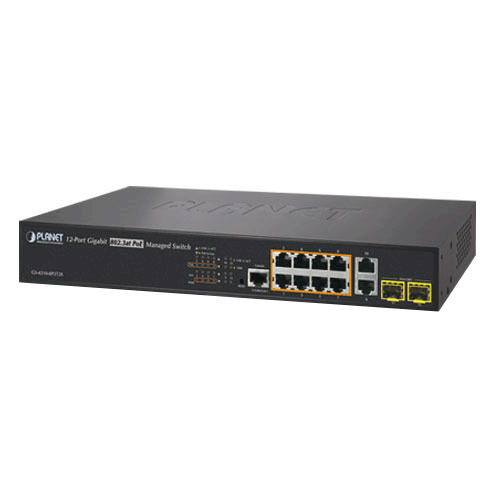 Planet GS-4210-8P2T2S Switch POE Websmart 8 ports Gigabit 802.3at budget 240 watts 2 emplacements SFP 19p