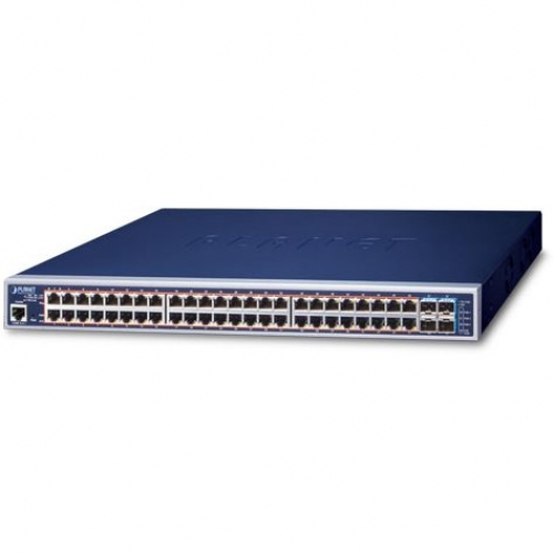 Planet GS-5220-48P4X Switch 48 ports Giga POE budget puissance 400 watts niveau 2 L2 routeur L3 4 slots SFP+ 10 Gigabit