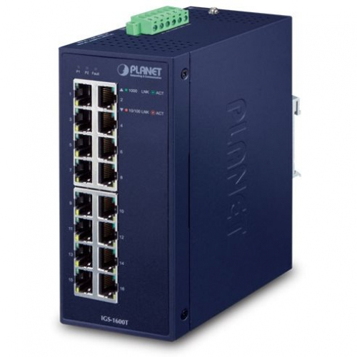Planet IGS-1600T Switch industriel commutateur Ethernet Rail Din durci 16 ports Gigabit RJ45 -40/75°C
