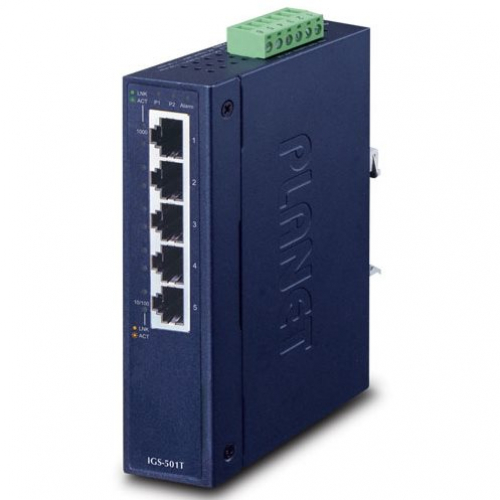 Planet IGS-501T Switch industriel IP30 5 ports Gigabit RJ45 -40/+75°C non administrable