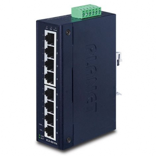Planet IGS-801M Switch ethernet industriel rail DIN administrable WEB IP30 8 ports Gigabit RJ45 -40°C à +75°C