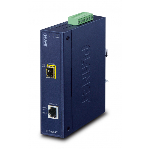 Planet IGT-805AT Convertisseur industriel Gigabit Ethernet 1 RJ45 Giga / 1x SFP -40/+75°C