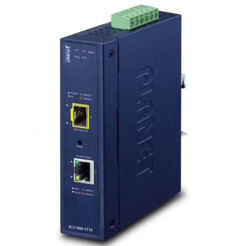 Planet IGT-900-1T1S convertisseur Fibre industriel RJ45 1Gbps SFP 2,5Gbps face 1