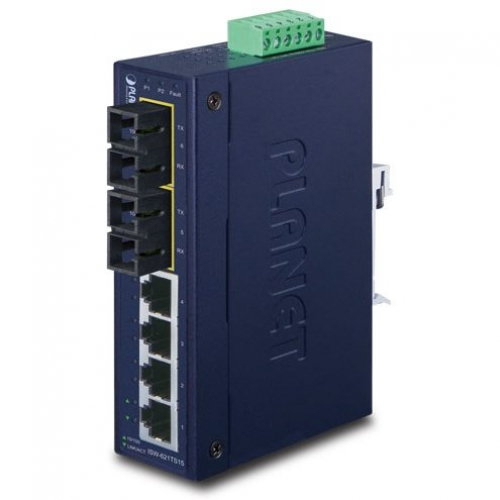 Planet ISW-621TS15 Switch industriel IP30 4 ports RJ45 100Mbits 2 fibres SC Duplex monomodes 15km -40/+75°C