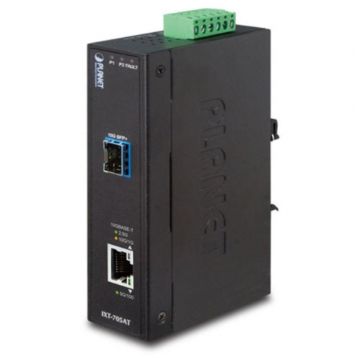 Planet IXT-705AT Convertisseur 10 Gigabit industriel avec 1 RJ45 10Giga 1x SFP+ 10Gbase-X -40/+75°C