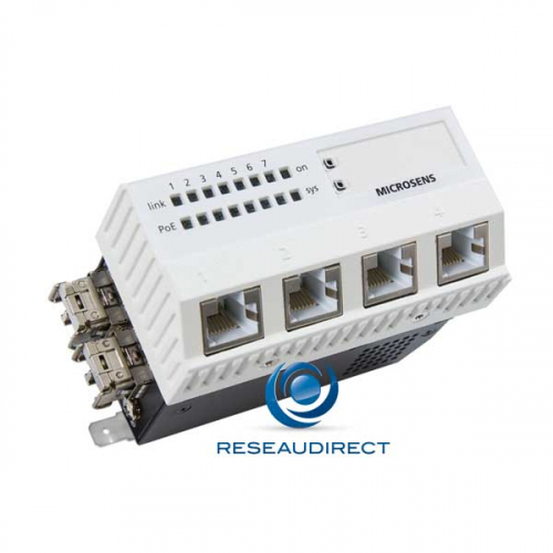 Microsens MS440507PM Switch 45x45 4 x 100/1000TX PoE+ 2 x 1G/10G SFP+ avec ring 1x1G/2.5G/5Giga PoE++ modèle horizontal 44 57 VDC