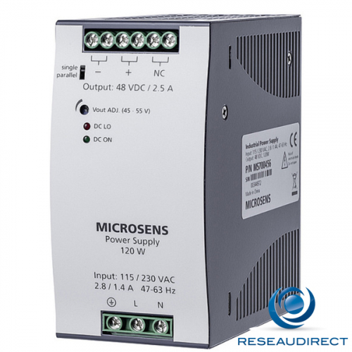 Microsens MS700456 alimentation 45-55 VDC rail DIN 120W-2.5 A entrée 90-132/180-264 VAC températures -35 à 70°C