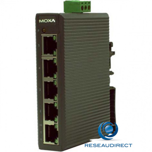 Moxa EDS-205 switch industriel Fast Ethernet 5 ports 10/100 Mbs rail Din Boitier Plastique -10 + 60°C alim 24VDC