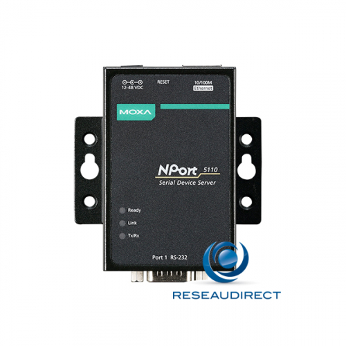 - Moxa Nport 5110 serveur de port série sur IP 1 x RS-232 DB9 male Ethernet 10/100M 15KV ESD 110V-230V 0/60°C Promo 109 euros HT