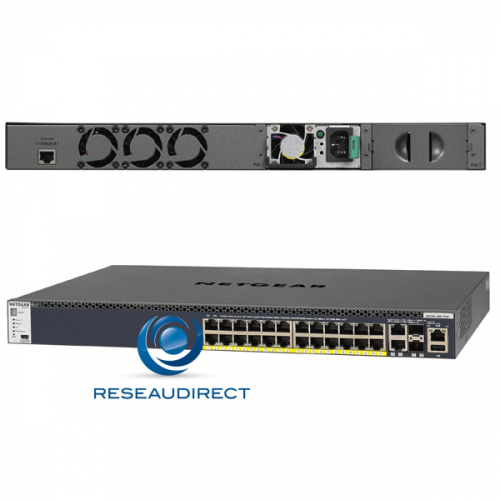 Netgear GSM4328PB Switch manageable ProSAFE M4300-28G-PoE+ (1000W PSU) 24 Giga RJ45 4 Combos 10G SFP+ L3 Budget 720 Watts
