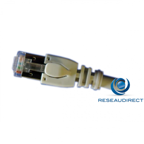 Netkea Cordon RJ45 blindé catégorie 6A SSTP (écran et tresse) LSOH 030 m GRIS/BLANC assemblé sur mesure longueur 30 mètres