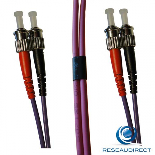 Netkea NTK53ST.ST.015 Jarretière OM3 ST-PC / ST-PC Bi-fibre optique Scindex 2.8 mm Multimode 50/125  Lg=15 m
