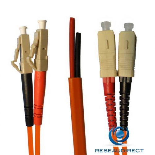 Netkea NTK62LC.SC.025S Jarretière OM1 LC-PC / SC-PC Bi-fibre optique SURGAINEE 2.8 mm Multimode 62.5/125  Lg=25 m