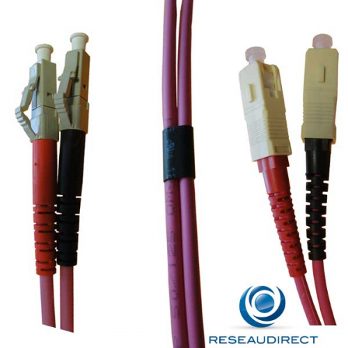 Netkea NTK54LC.SC.000.5 Jarretière OM4 LC-UPC / SC-UPC Bi-fibre optique câble Scindex LSZH 2 x 2.8 mm Multimode 50/125  Lg= 50cm
