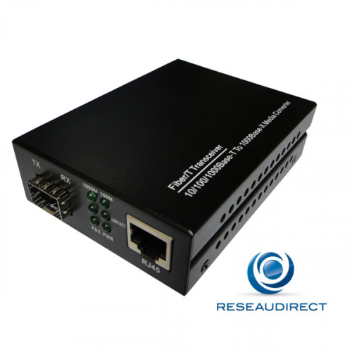 Netkea NTK-CSFP-FGRJ2 Bridge Convertisseur Ethernet 10/100/1000mbs Rj45 vers Gigabit 1000-x Solt SFP à équiper Low Cost