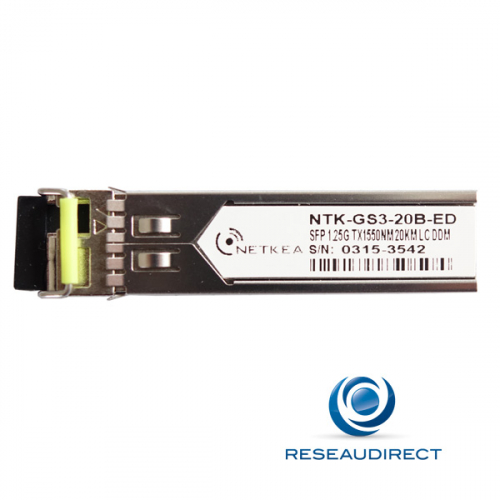 Netkea ALL-GS3-20B-ED SFP BIDI Allied Telesis AT-SPBD20-15-EQ Compatible 1000Mbs Monomode Rx1310nm Tx1550 20km 1xLC DOM -40/+85°C